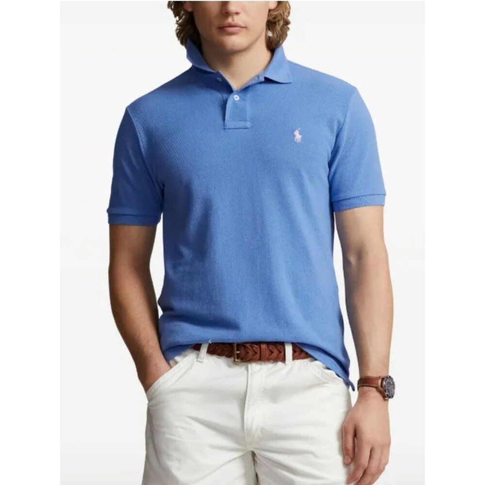 Polo Ralph Lauren Polo Pony embroidered pique Shirt Men XL Blue Short Sleeve